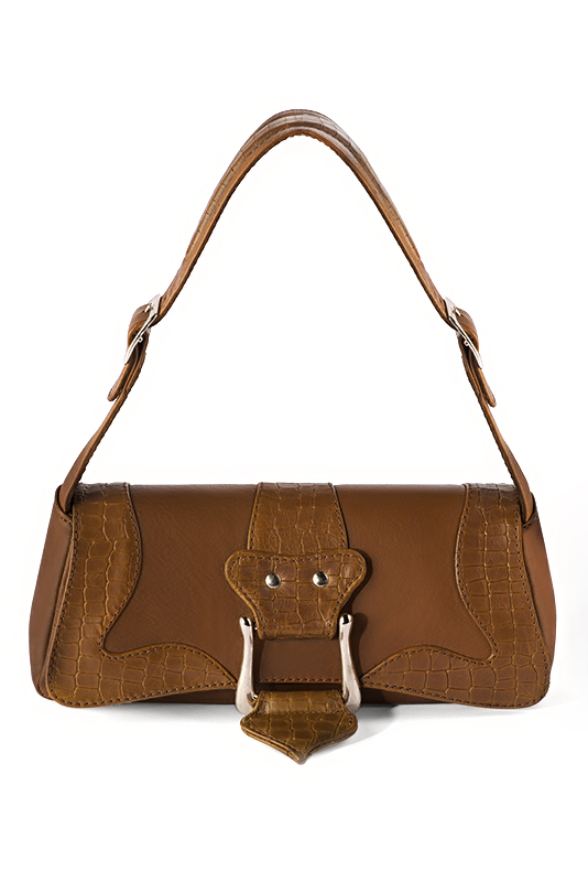 Dress small handbag in caramel brown leather - Top view